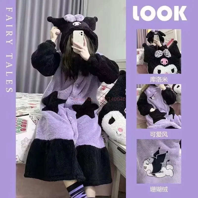 Pijama de terciopelo kwaii de Kuromi