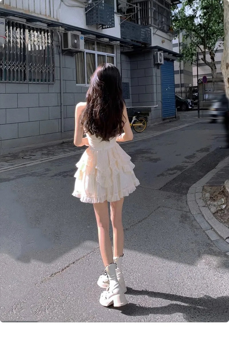 Sexy mini vestido, coreano, informal sin mangas