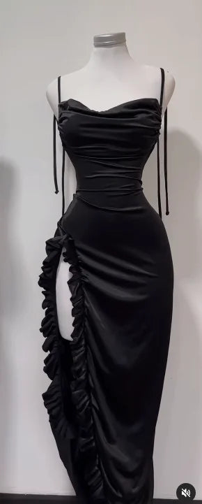 Sexy vestido ajustado con espalda descubierta, y apertura en píerna estilo coreano