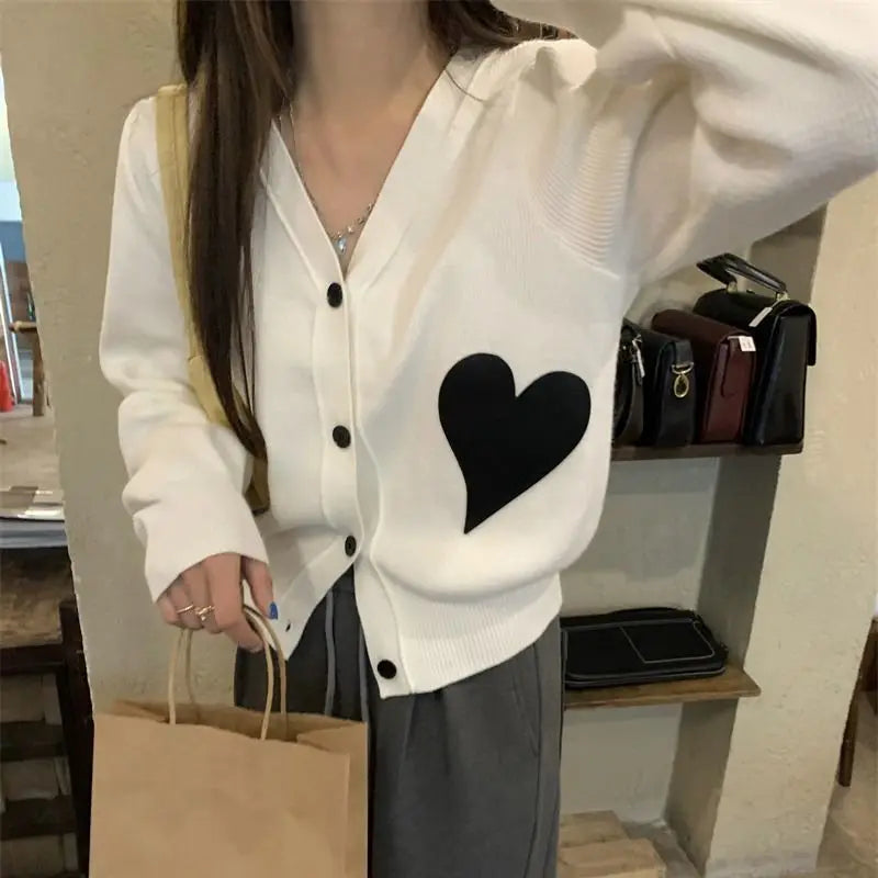 Blusa manga larga tipo cardigan de moda coreana