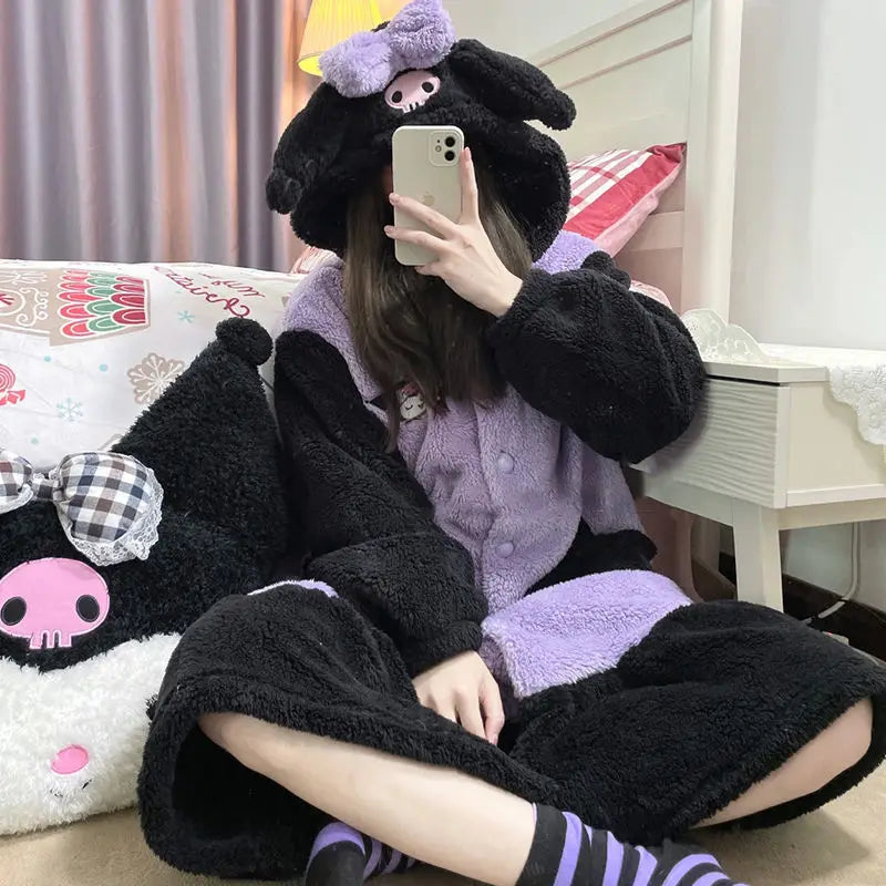 Pijama de terciopelo kwaii de Kuromi