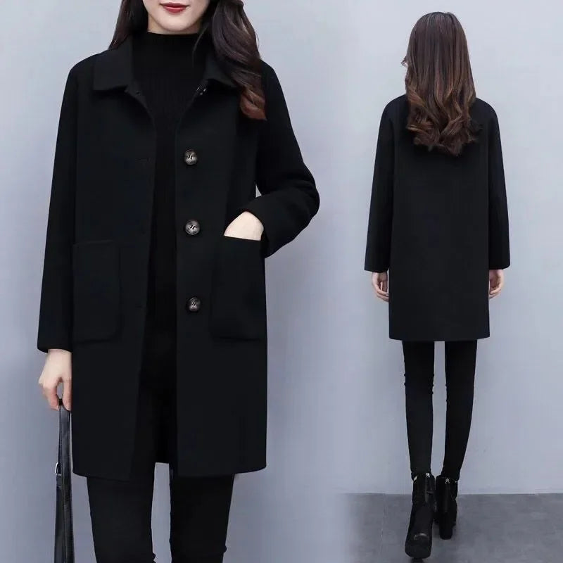 Abrigo largo elegante, para otoño/invierno, estilo coreano