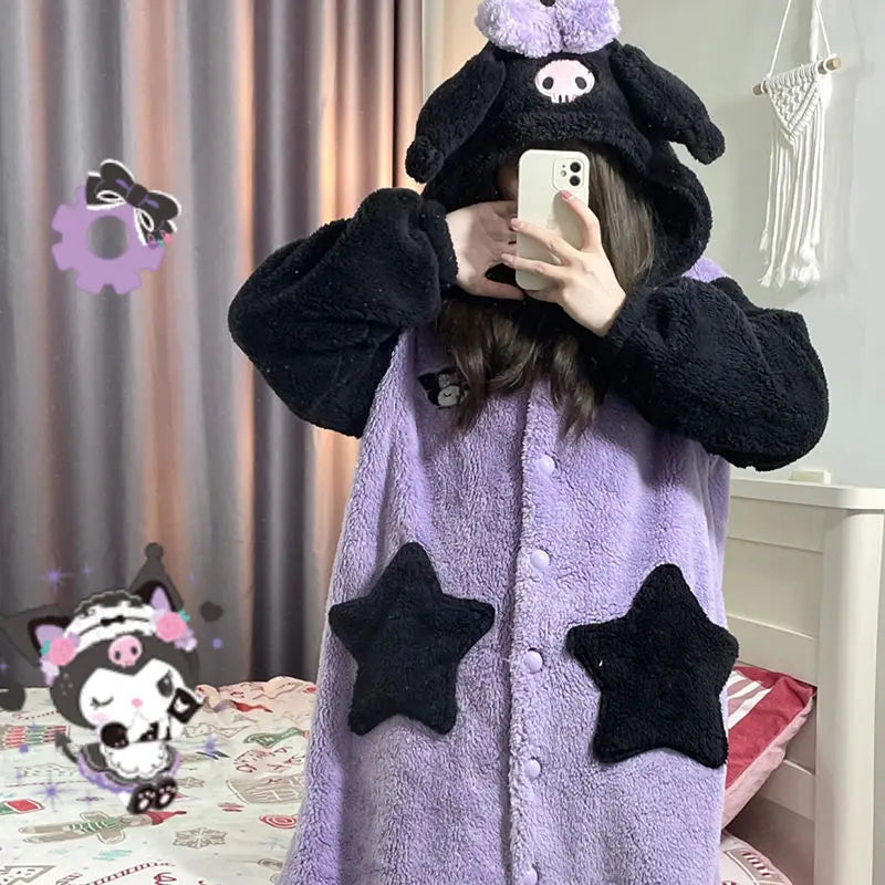 Pijama de terciopelo kwaii de Kuromi